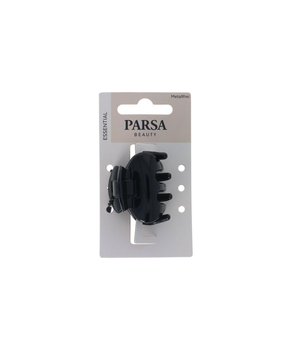 PARSA ESSENTIAL plaukų žnyplės be metalo, vidutinio dydžio, blizgi juoda sp.