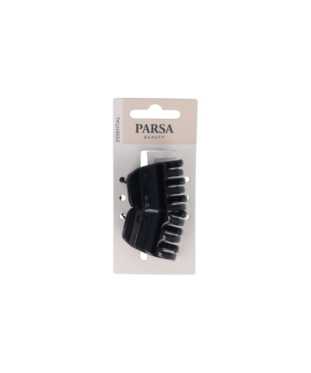 PARSA ESSENTIAL plaukų žnyplės, vidutinio dydžio, blizgi juoda sp., 2 vnt.