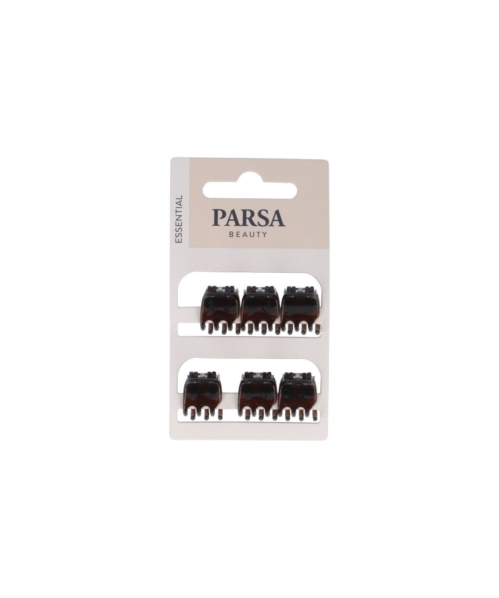 PARSA ESSENTIAL plaukų žnyplės, mažos, blizgi ruda sp., 6 vnt.