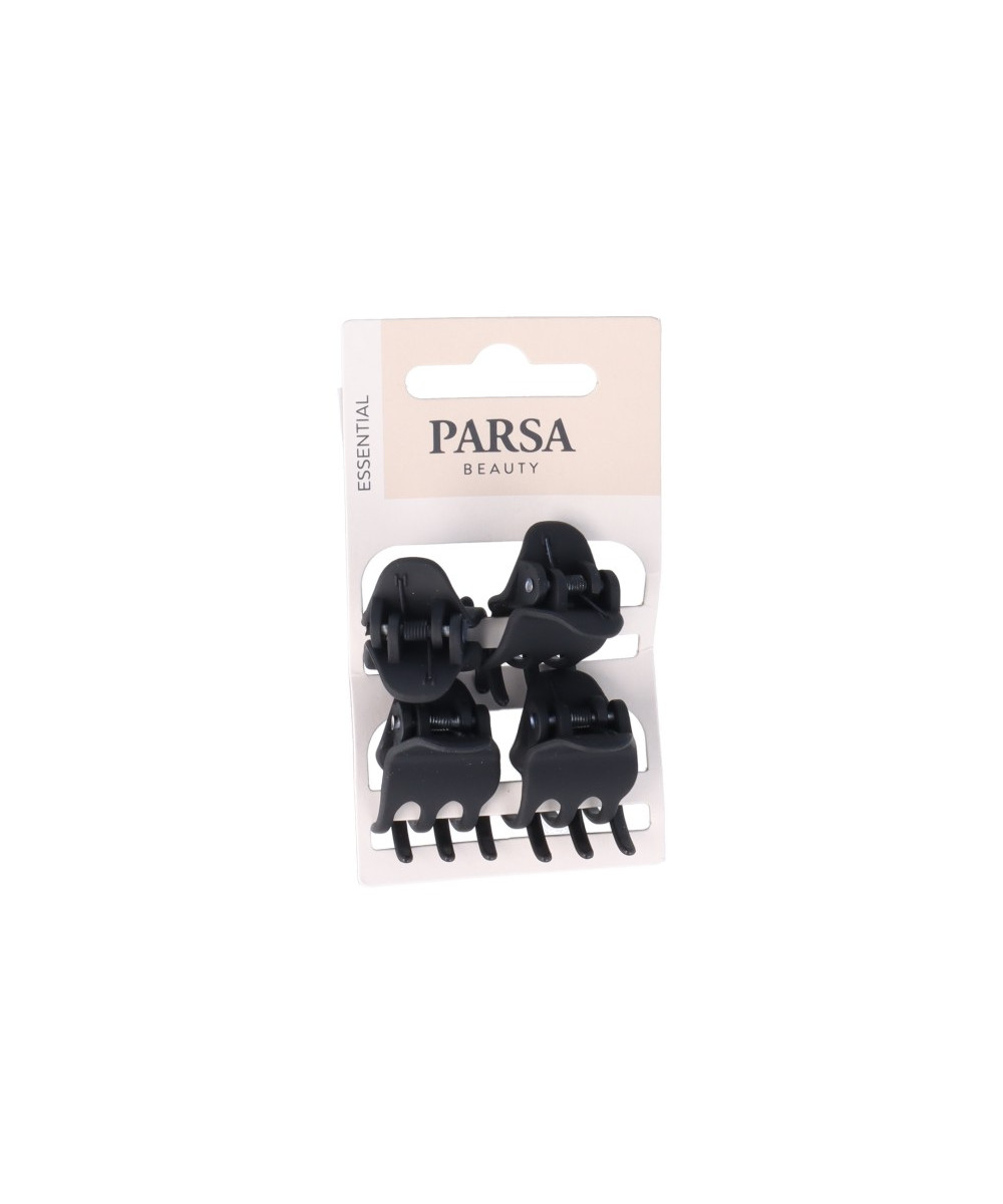 PARSA ESSENTIAL plaukų žnyplės, matinė juoda sp., 4 vnt.