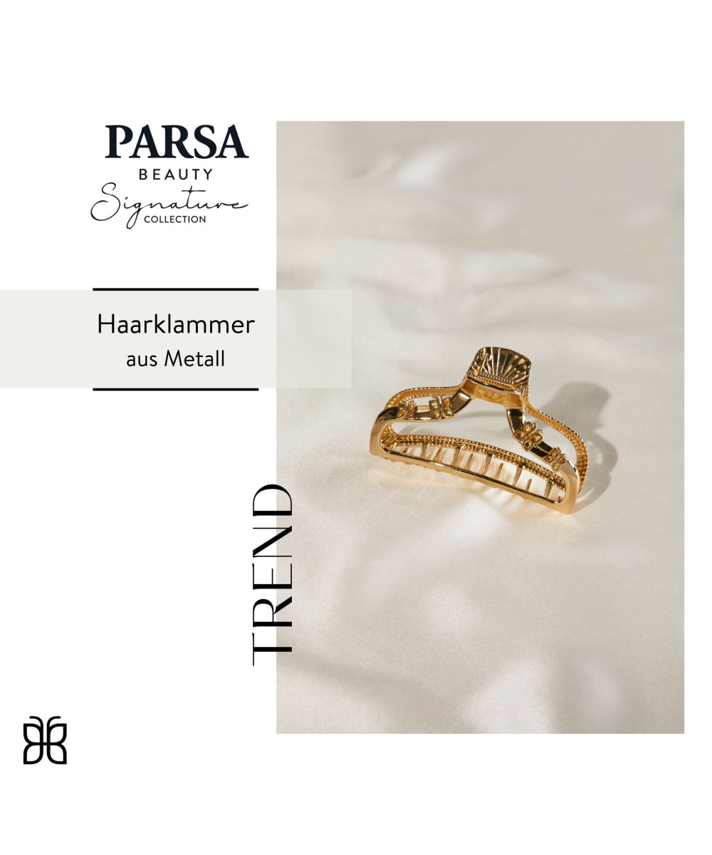 PARSA SIGNATURE plaukų žnyplės, metalinės, aukso sp. 2