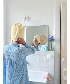 „Malou & Marius" bambukinis galvos rankšluostis - turbanas. Geltonas